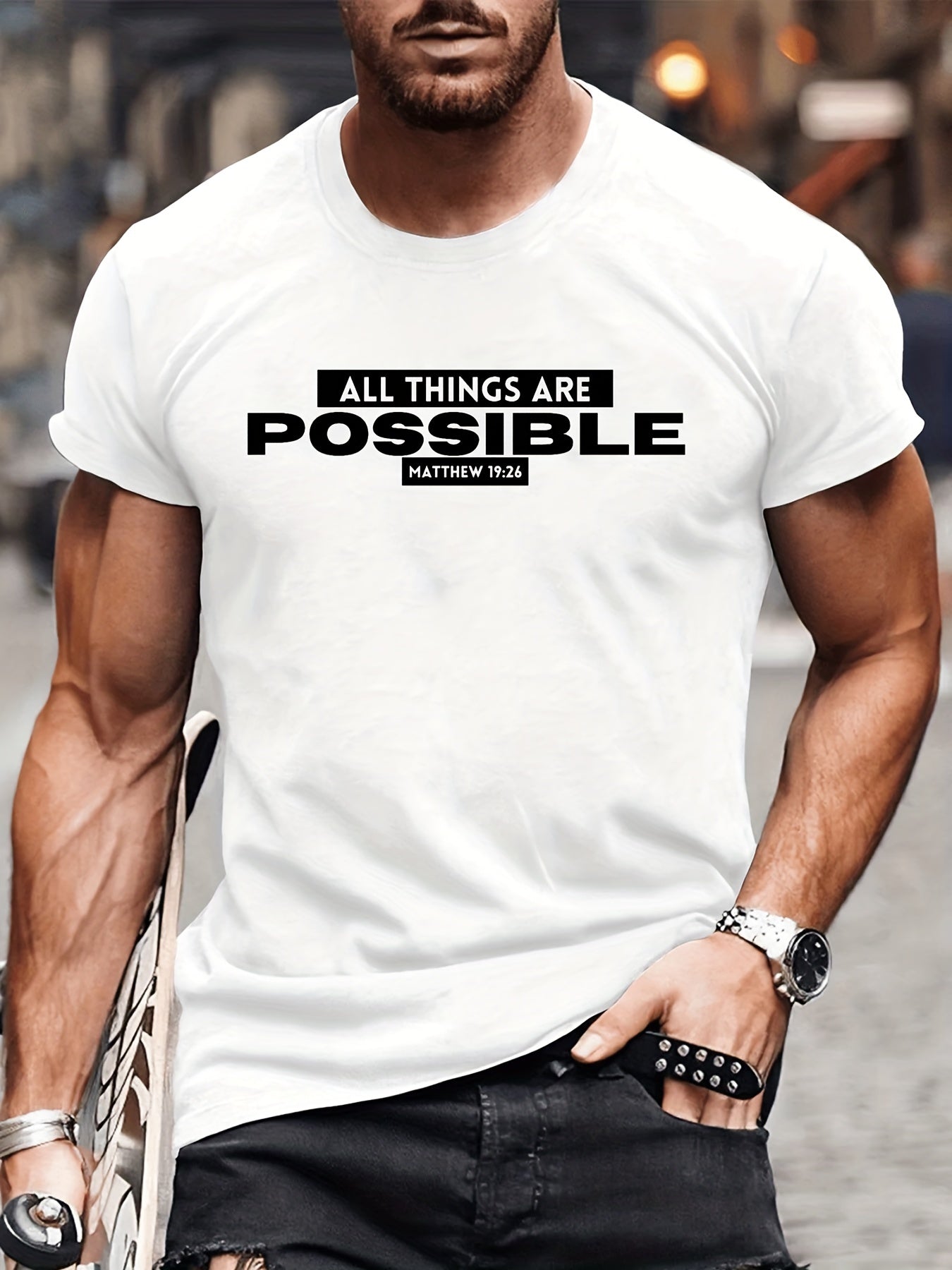 MATTHEW 19:26 All Things Are Possible Men's Christian T-shirt claimedbygoddesigns