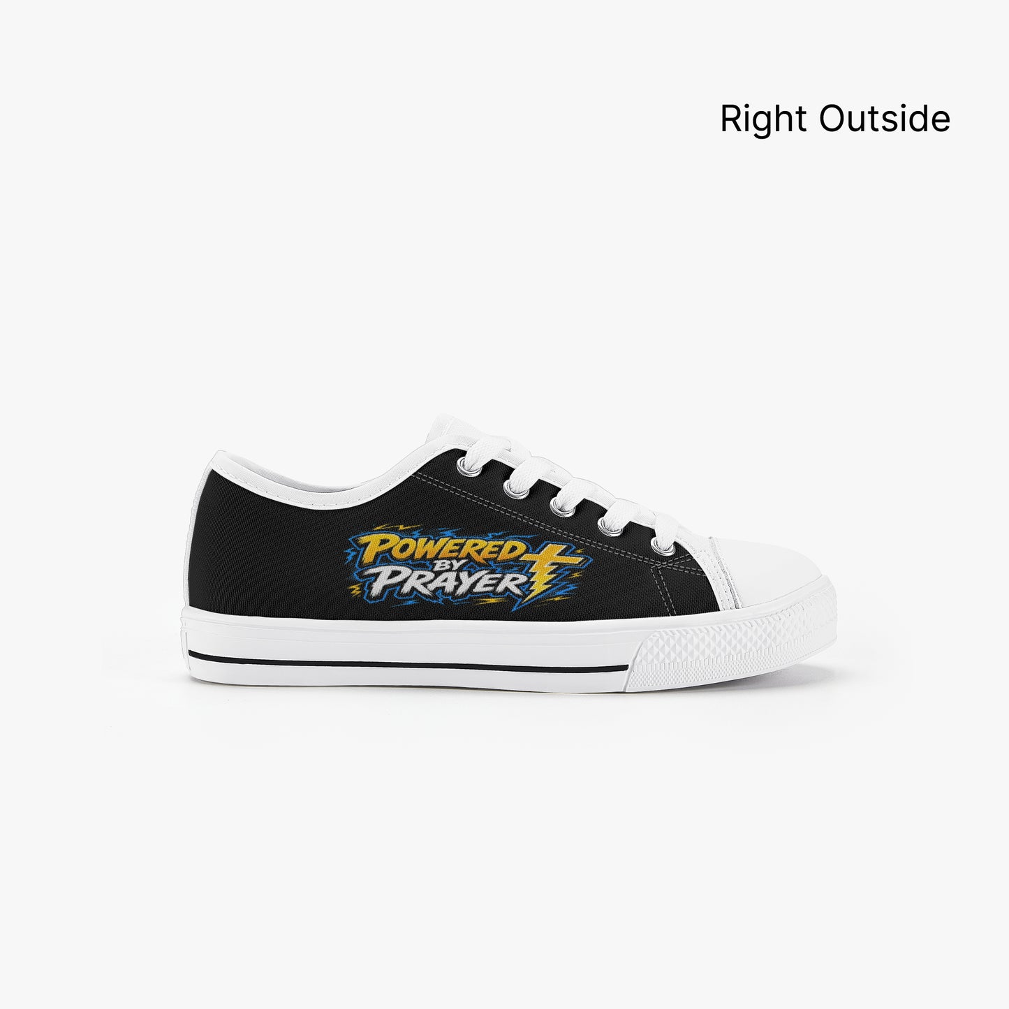 Powered By Prayer Christian Kid’s Low - Top Canvas Shoes - ClaimedbyGodDesigns