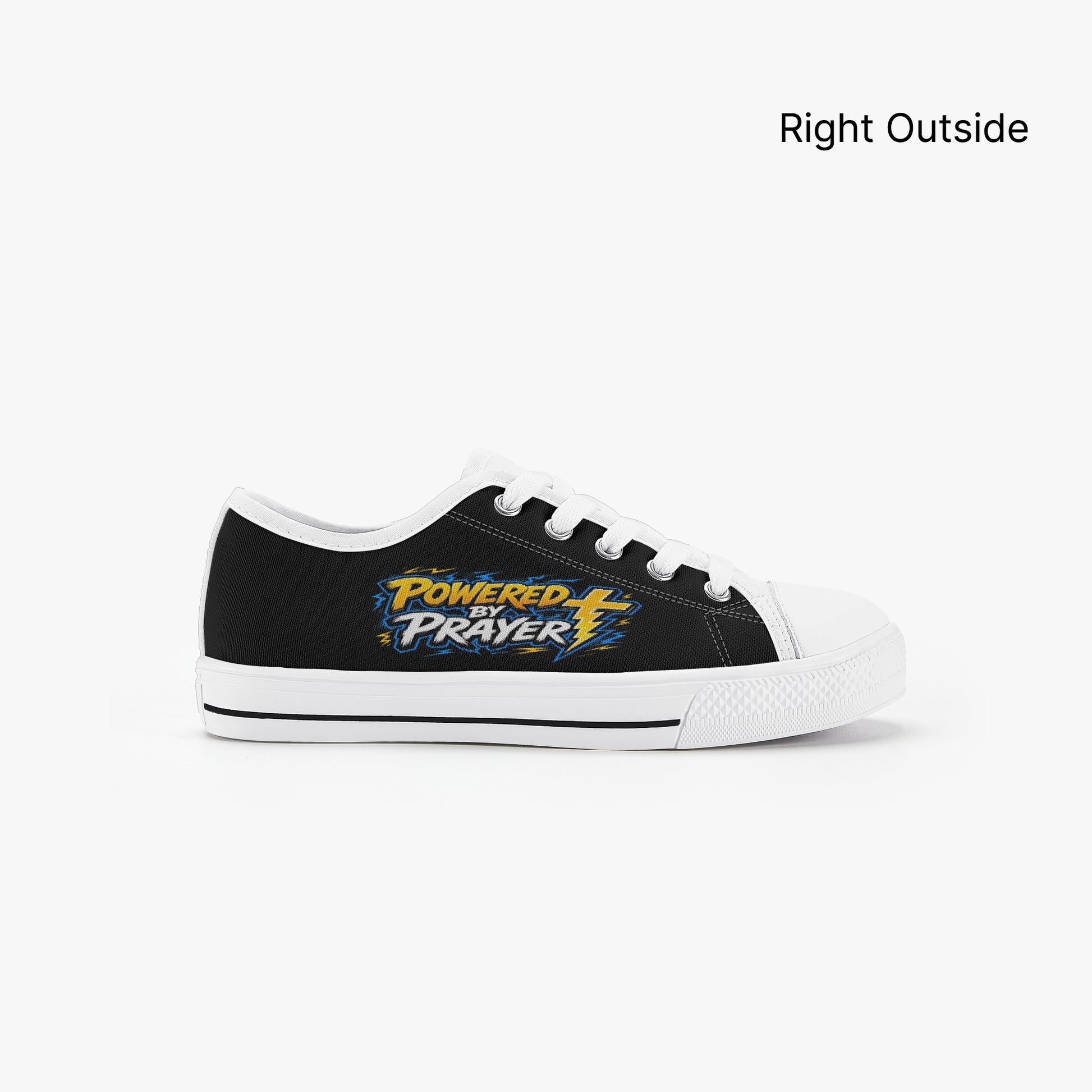 Powered By Prayer Christian Kid’s Low - Top Canvas Shoes - ClaimedbyGodDesigns