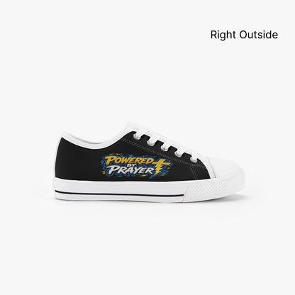 Powered By Prayer Christian Kid’s Low - Top Canvas Shoes - ClaimedbyGodDesigns
