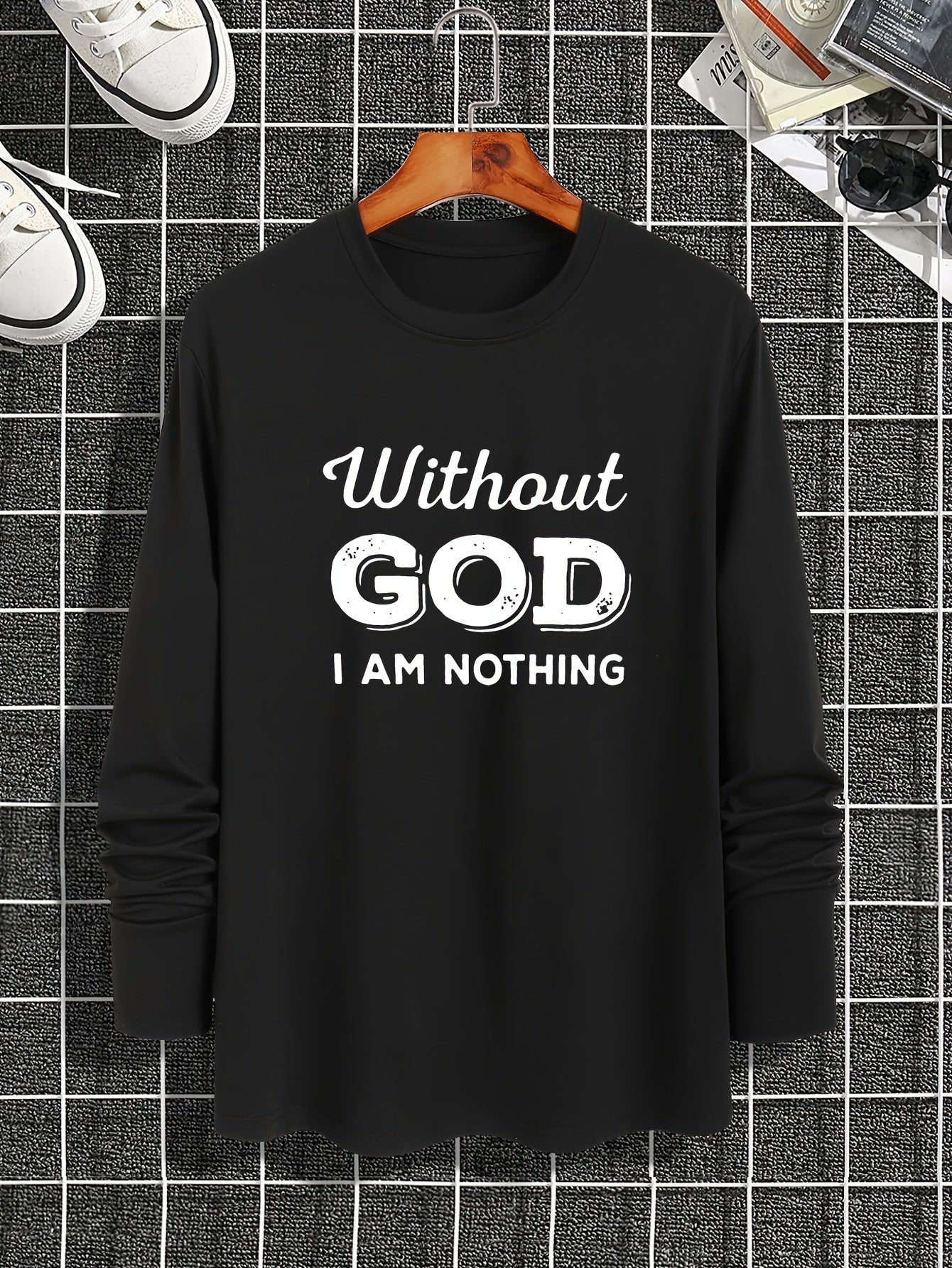 Without God I Am Nothing Men's Christian Pullover Sweatshirt claimedbygoddesigns