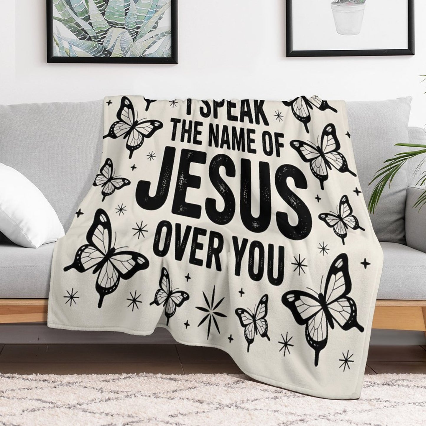 I Speak The Name Of Jesus Over You Christian Flannel Throw Blanket