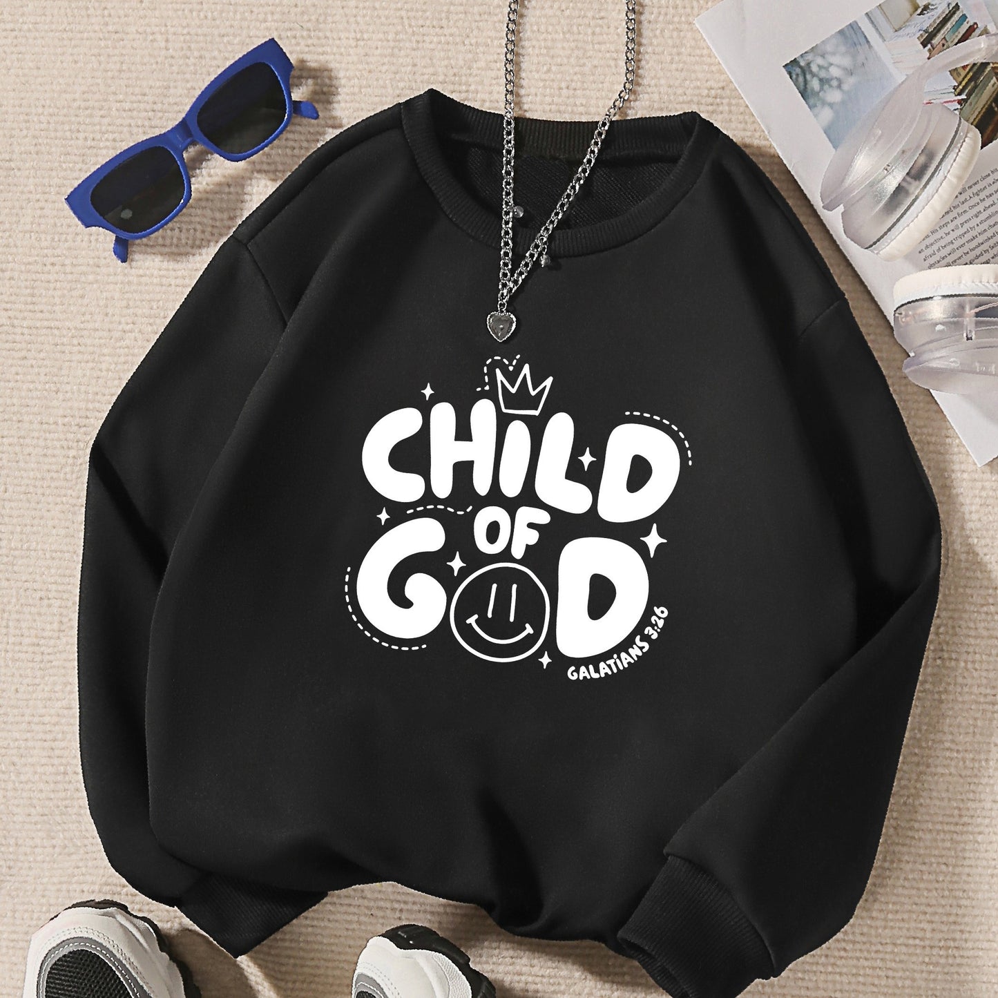 Child Of God Youth Christian Pullover Sweatshirt claimedbygoddesigns