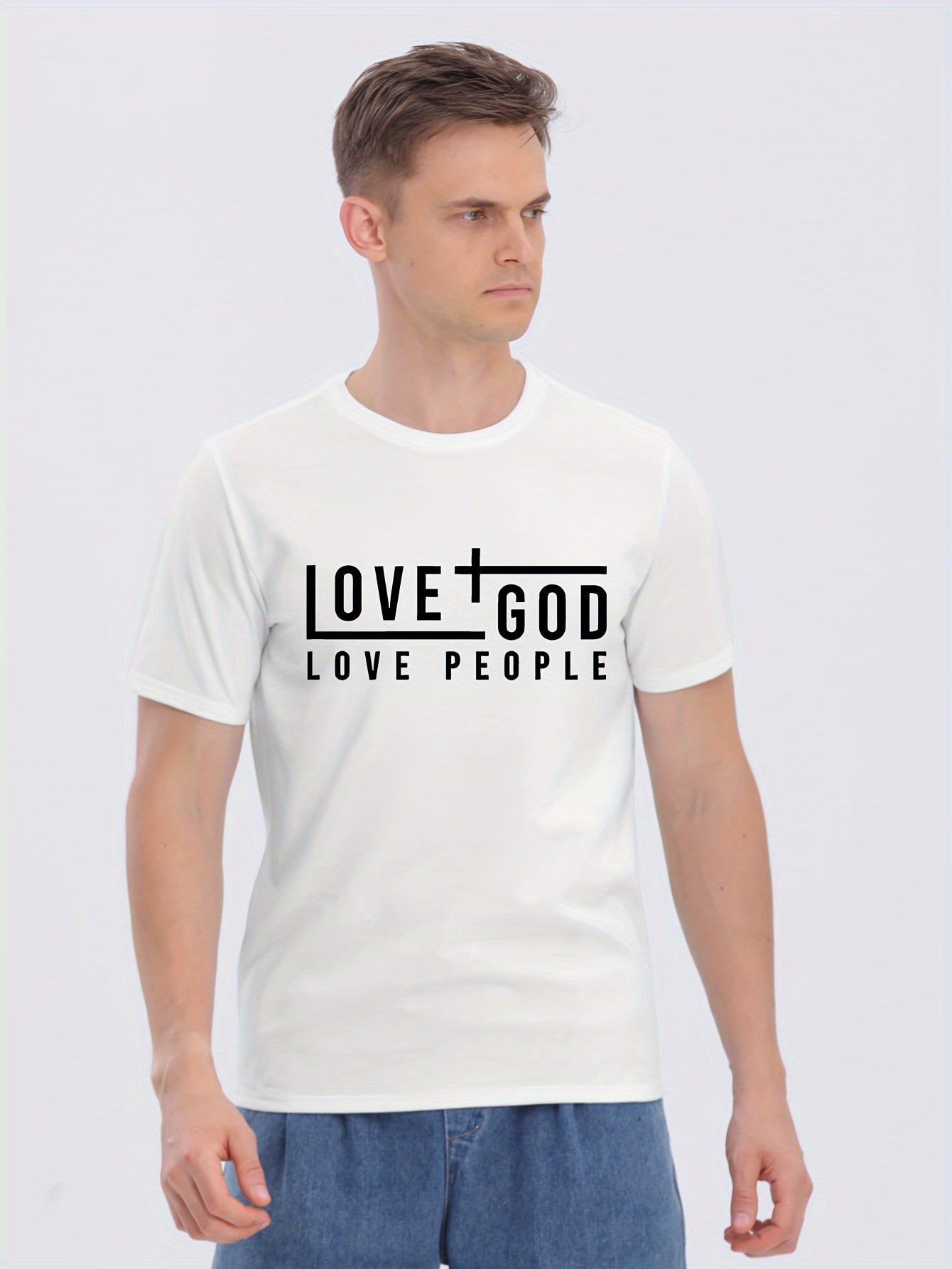 LOVE GOD LOVE PEOPLE Men's Christian T-shirt claimedbygoddesigns