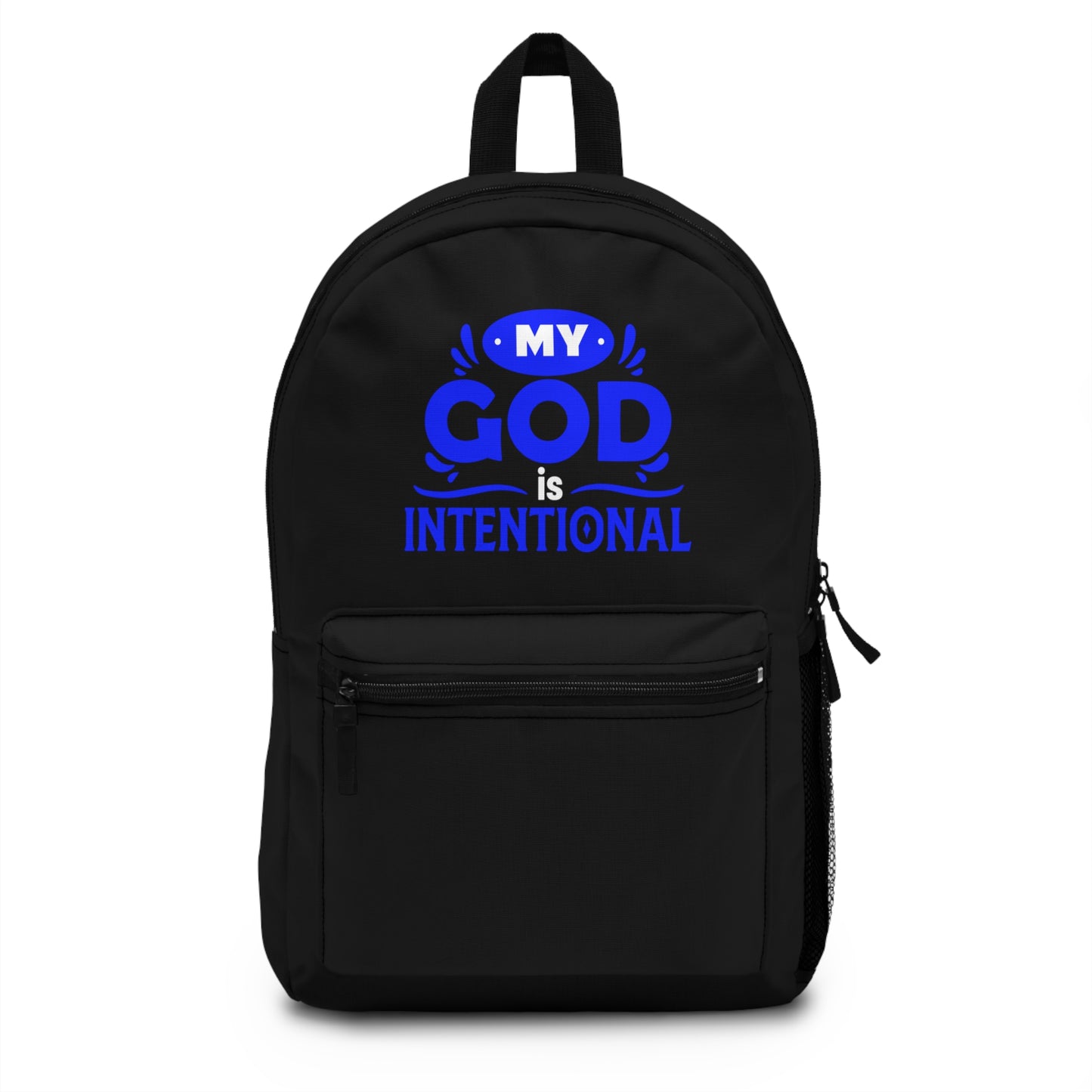 My God Is Intentional Christian Backpack Printify