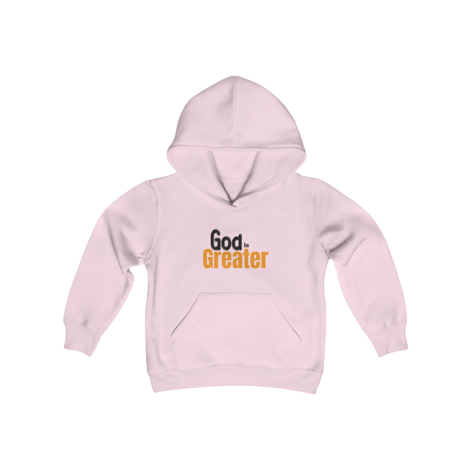 God Is Greater Youth Heavy Blend Christian Hooded Sweatshirt Printify
