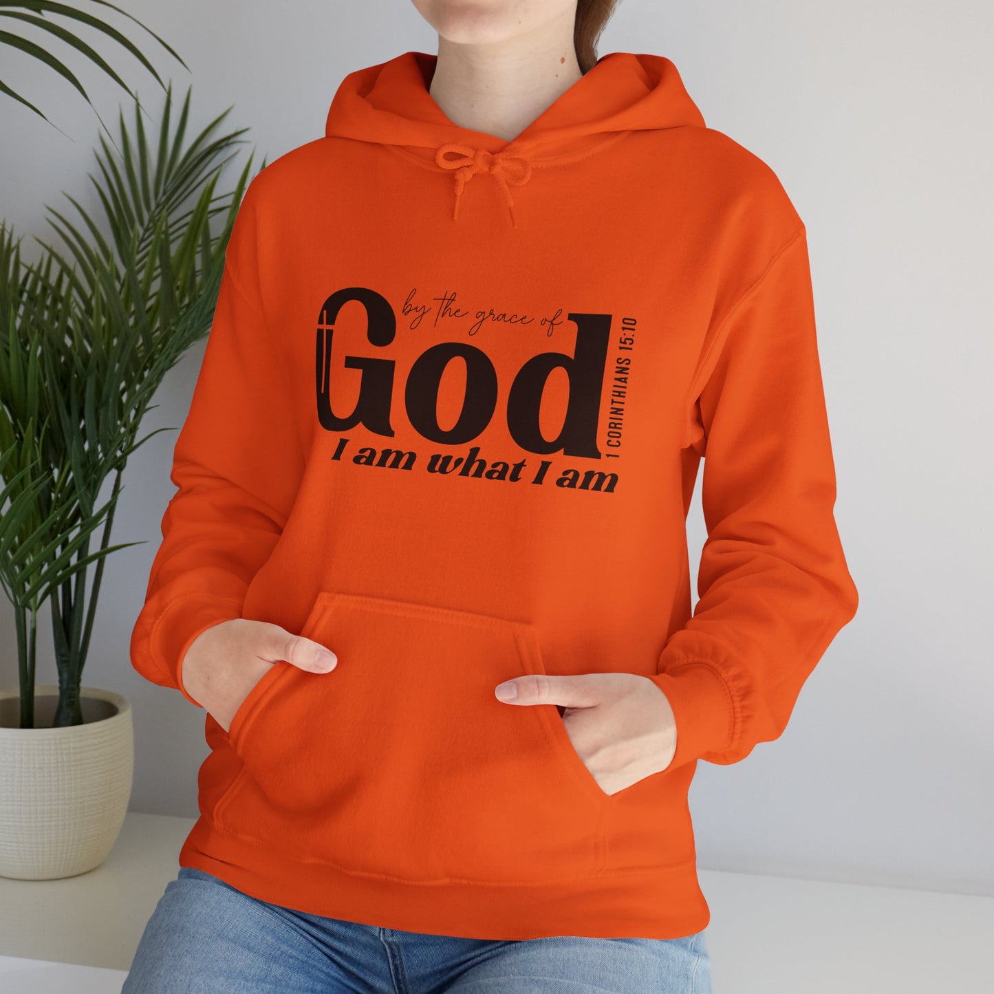 1 Corinthians 15:10 By The Grace Of God I Am What I Am Unisex Christian Pullover Hooded Sweatshirt