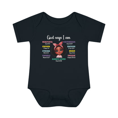 God Says I Am Christian Baby Onesie Printify