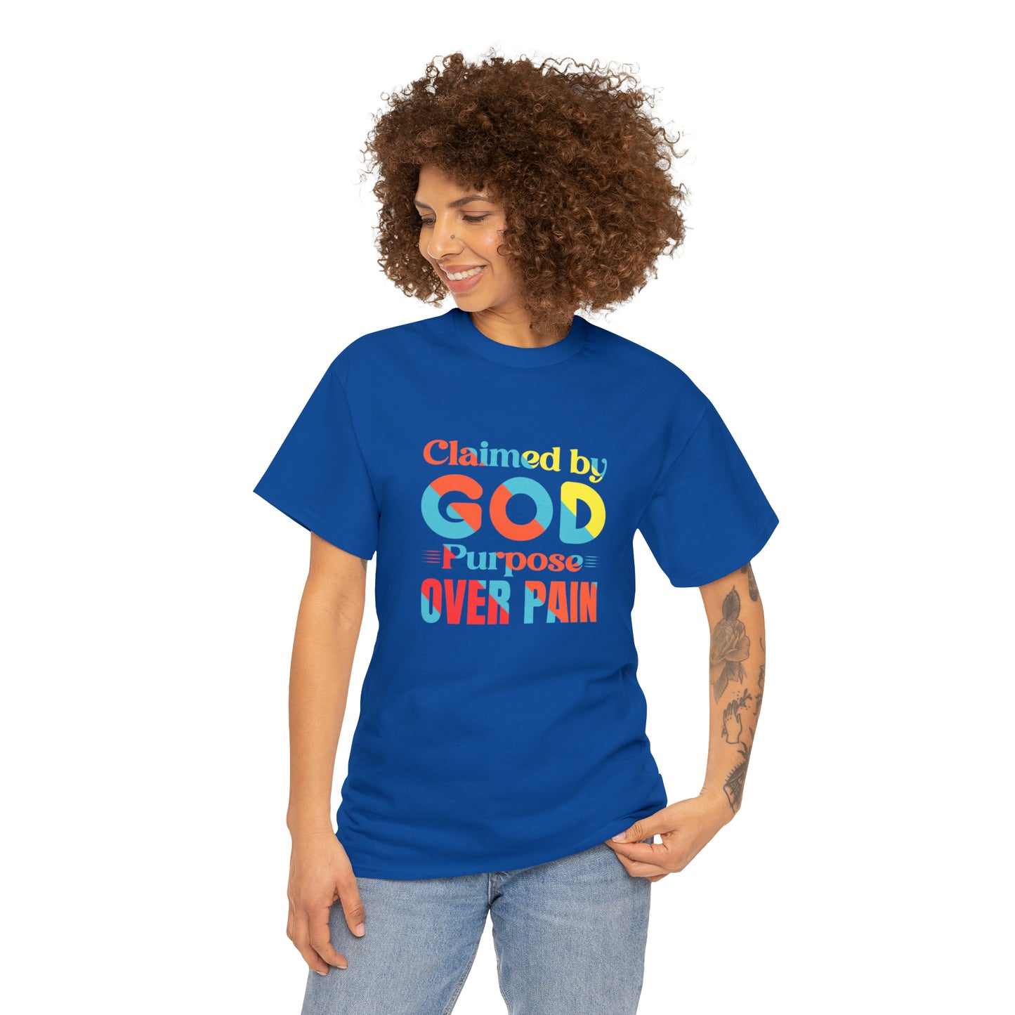 Claimed By God Purpose Over Pain Unisex Heavy Cotton Tee Printify