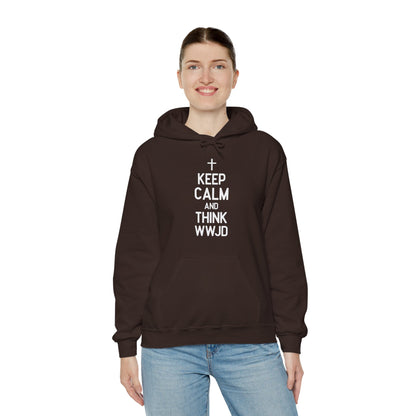 Keep Calm And Think What Would He Do (wwjd)Unisex Christian Hooded Pullover Sweatshirt