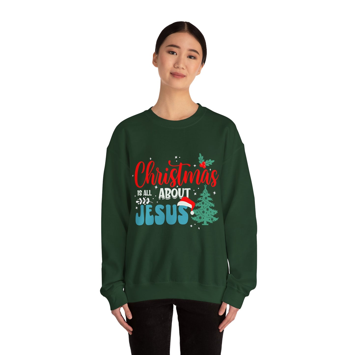 Christmas Is All About Jesus (Christmas Themed) Unisex Heavy Blend™ Crewneck Christian Sweatshirt