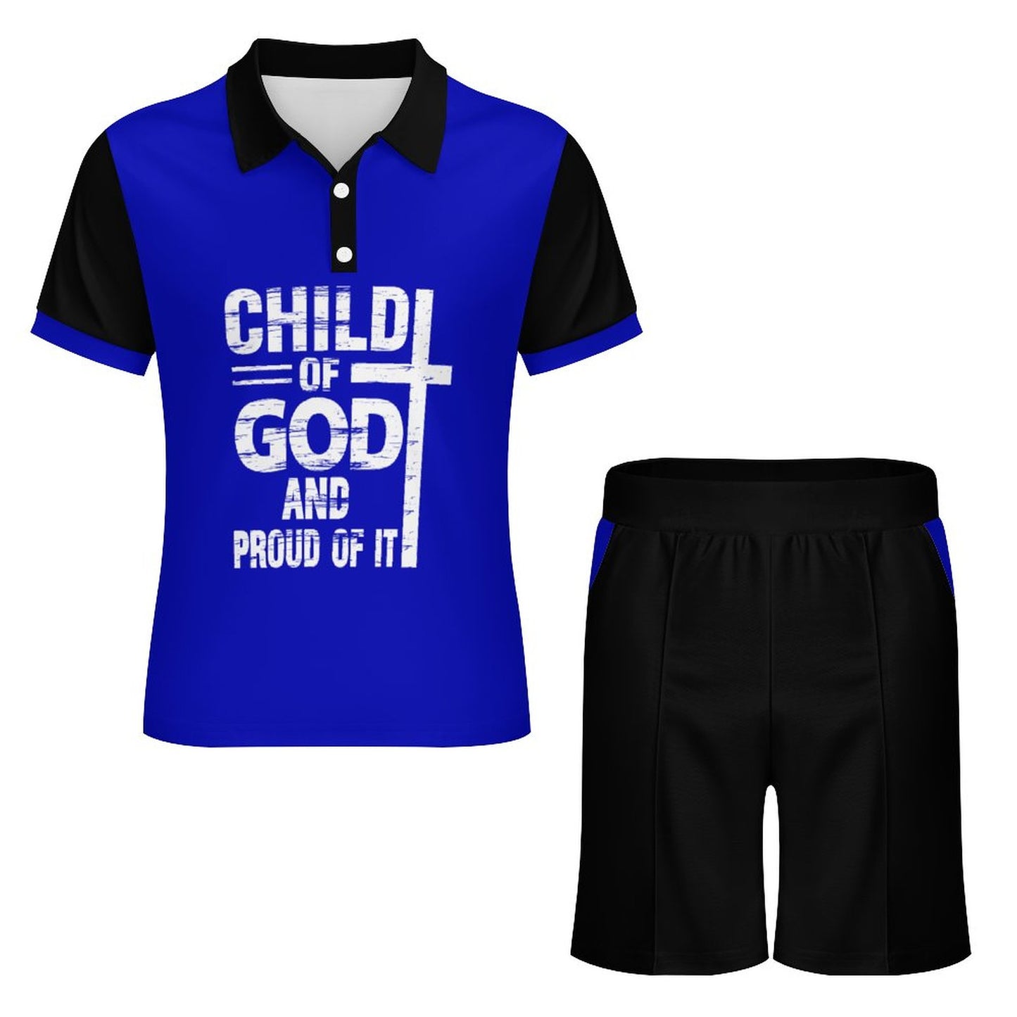 Child Of God And Proud Of It Men's Christian Casual Outfit Polo Set SALE-Personal Design