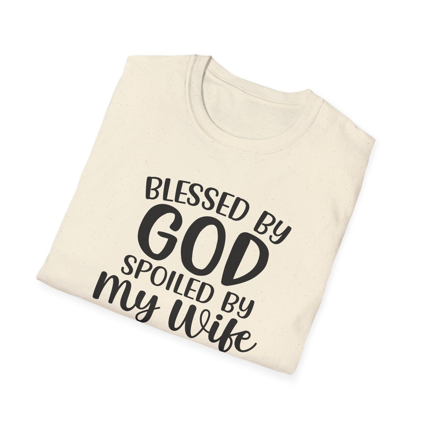 Blessed By God Spoiled By My Wife Protected By Both Men's Christian T-shirt Printify