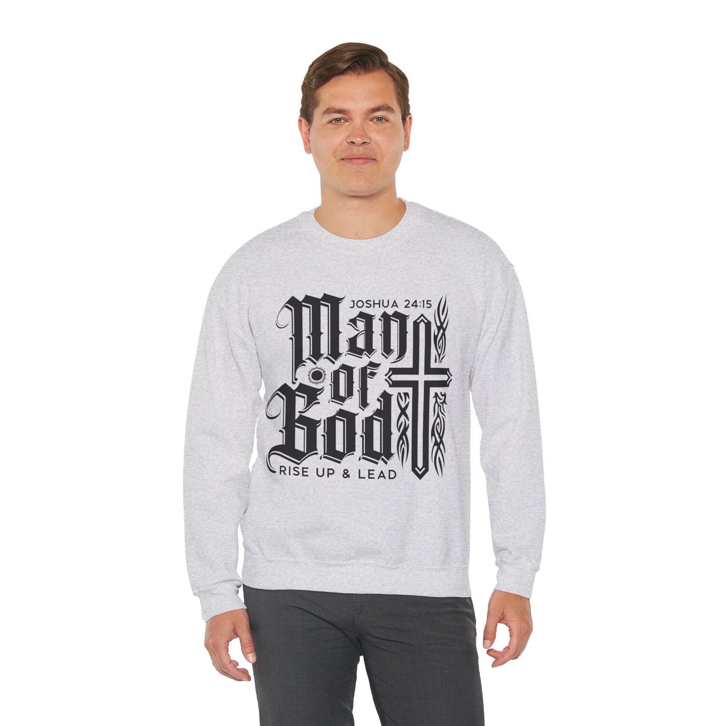 Man Of God Rise Up and Lead Men's Heavy Blend™ Crewneck Christian Sweatshirt