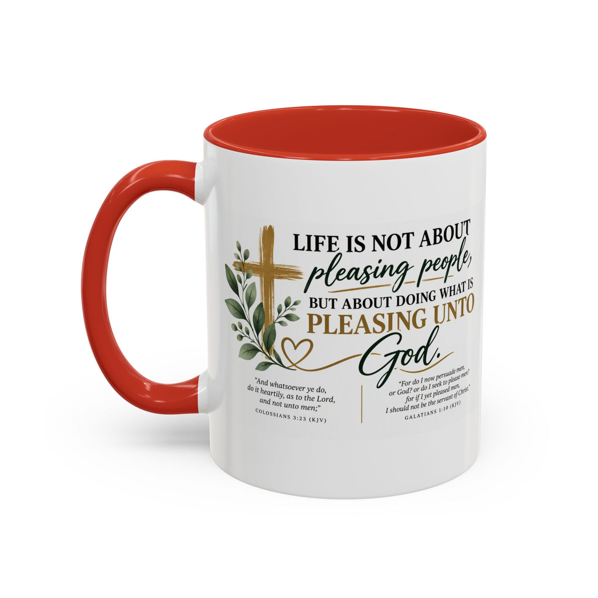 Christian Coffee Mug – "Pleasing Unto God" Inspirational Accent Mug (11/15oz)