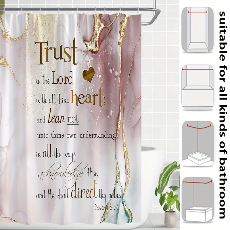 Proverbs 3:5-6 Trust In The Lord Christian Marble Shower Curtain claimedbygoddesigns