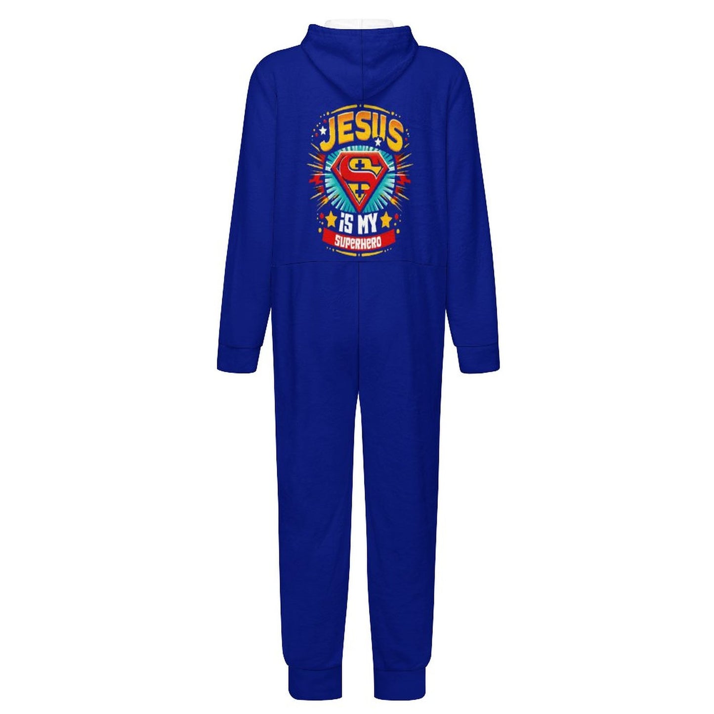 He Is My Superhero Toddler & Youth Christian Flannel Footless Zip up Jumpsuit Pajama Jumpsuit