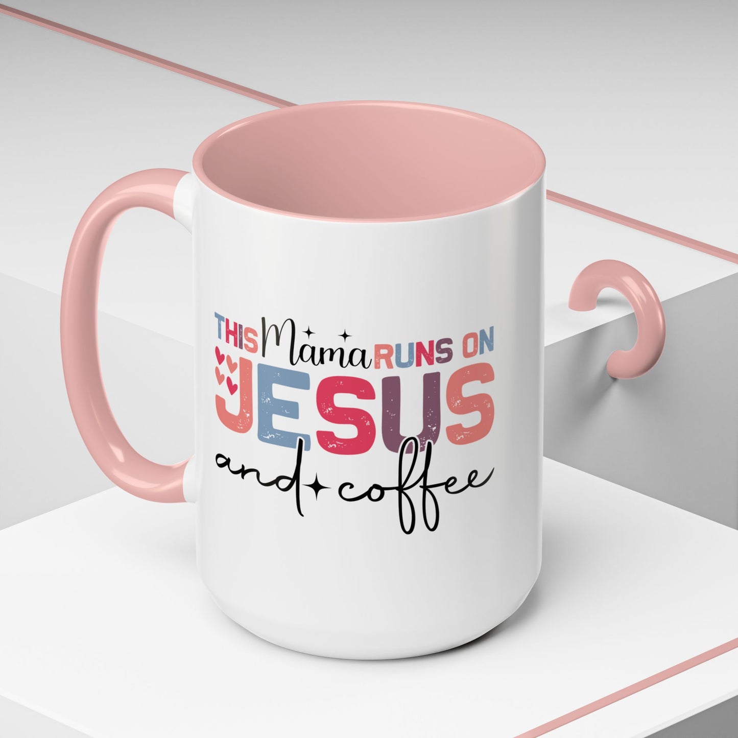 Christian Ceramic Mug - This Mama Runs On Him & Coffee Christian Accent Coffee Mug (11, 15oz)