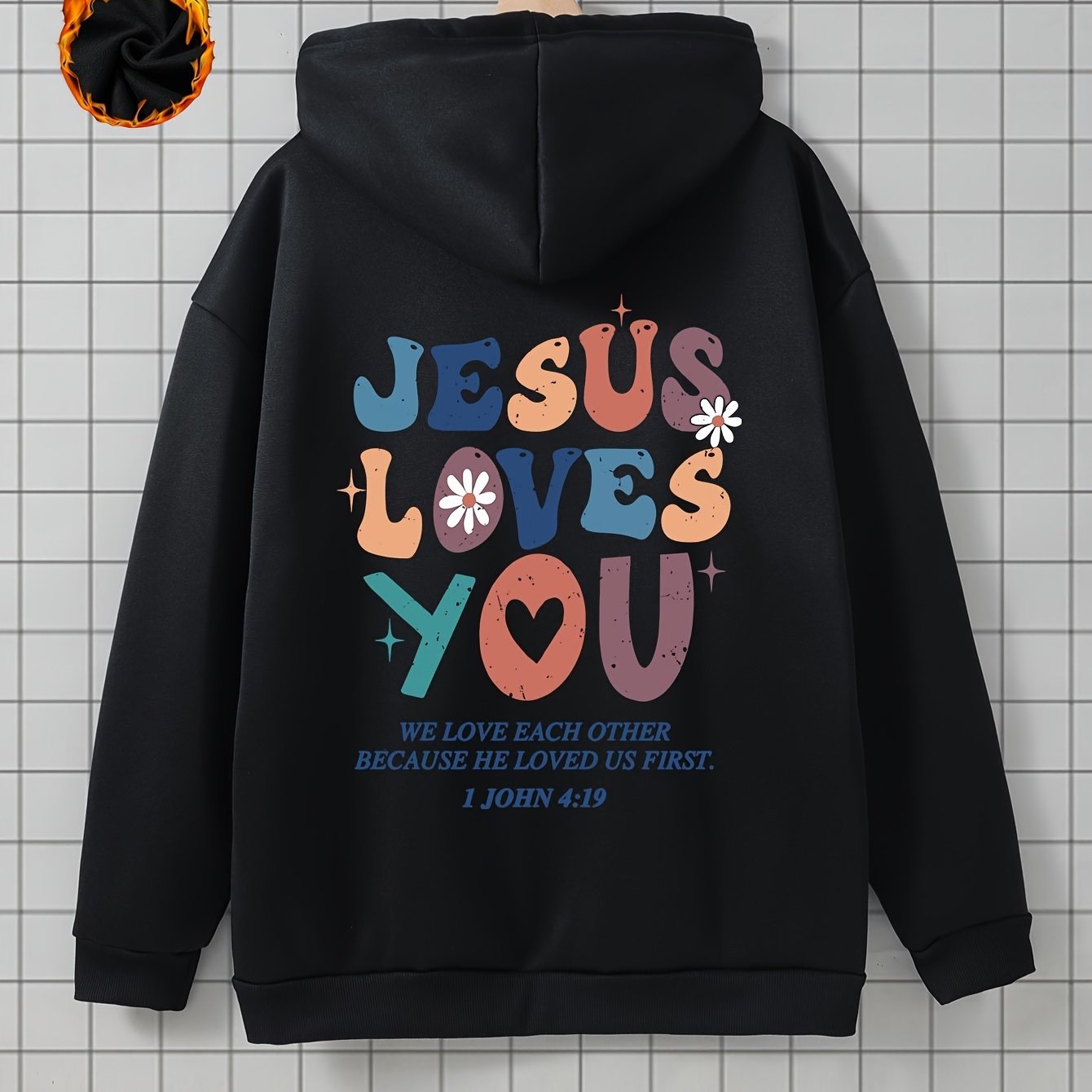 Jesus Love You Plus Size Women's Christian Pullover Hooded Sweatshirt claimedbygoddesigns