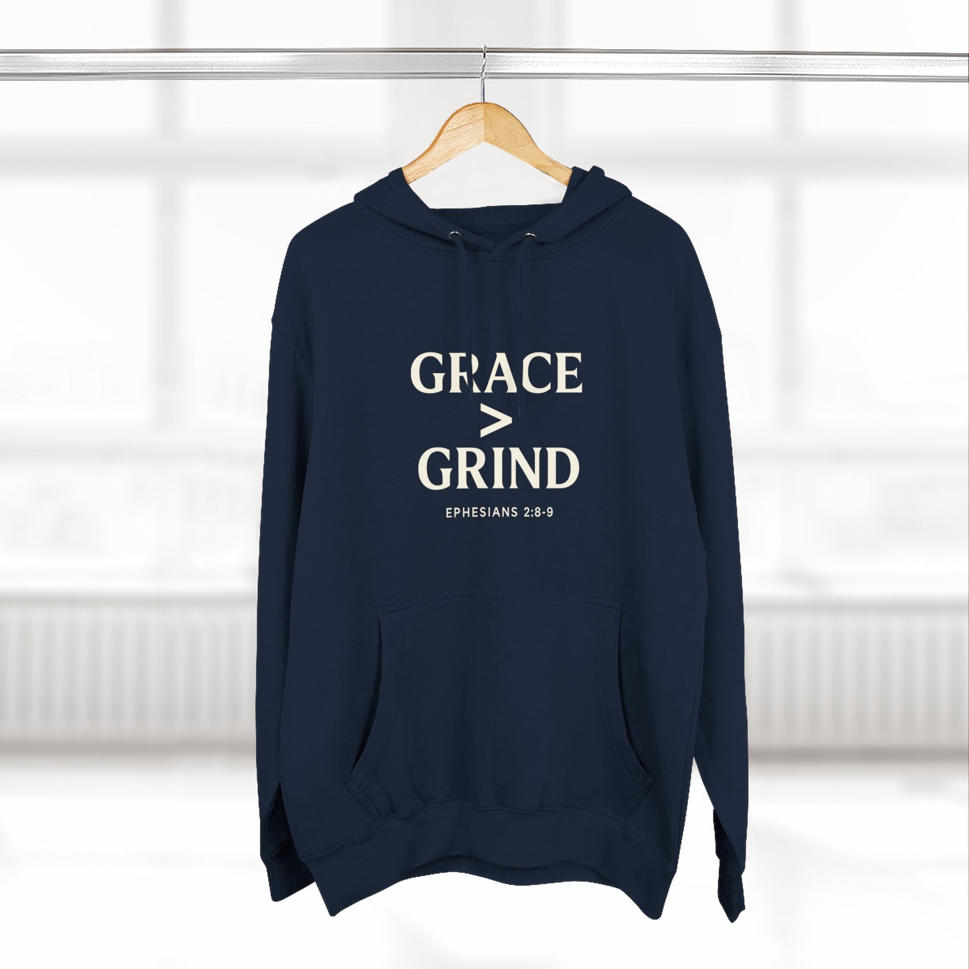 Grace > Grind Unisex Christian Hooded Sweatshirt - Inspirational Fleece Pullover Hoodie for Motivation, Perfect for Gifts, Casual Wear, Fitness, Spirituality - ClaimedbyGodDesigns