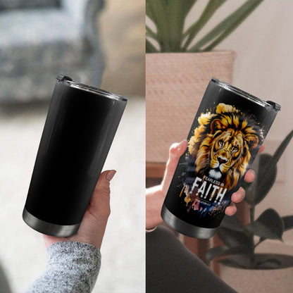 Fearless In Faith 20oz Mobile Christian Tumbler with Lid (Black Lock)