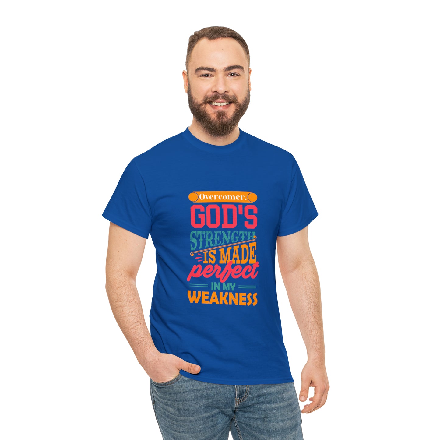 Overcomer God's Strength Is Made Perfect In My Weakness Unisex Heavy Cotton Tee