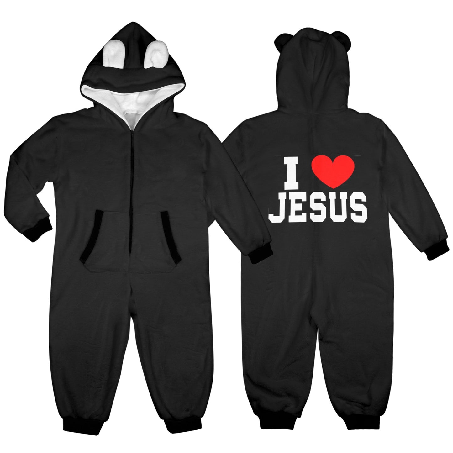 I Love Him One-Piece Zip up Hooded Pajamas for Little Kids (toddler)