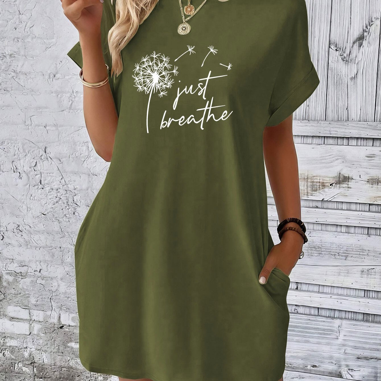 Just Breathe Women's Christian T-shirt Casual Dresses claimedbygoddesigns