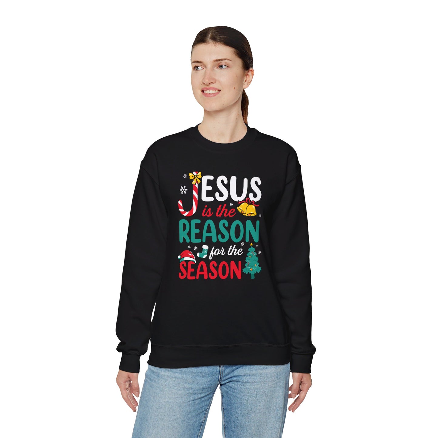 Jesus Is The Reason For The Season Christmas Unisex Heavy Blend™ Crewneck Christian Sweatshirt