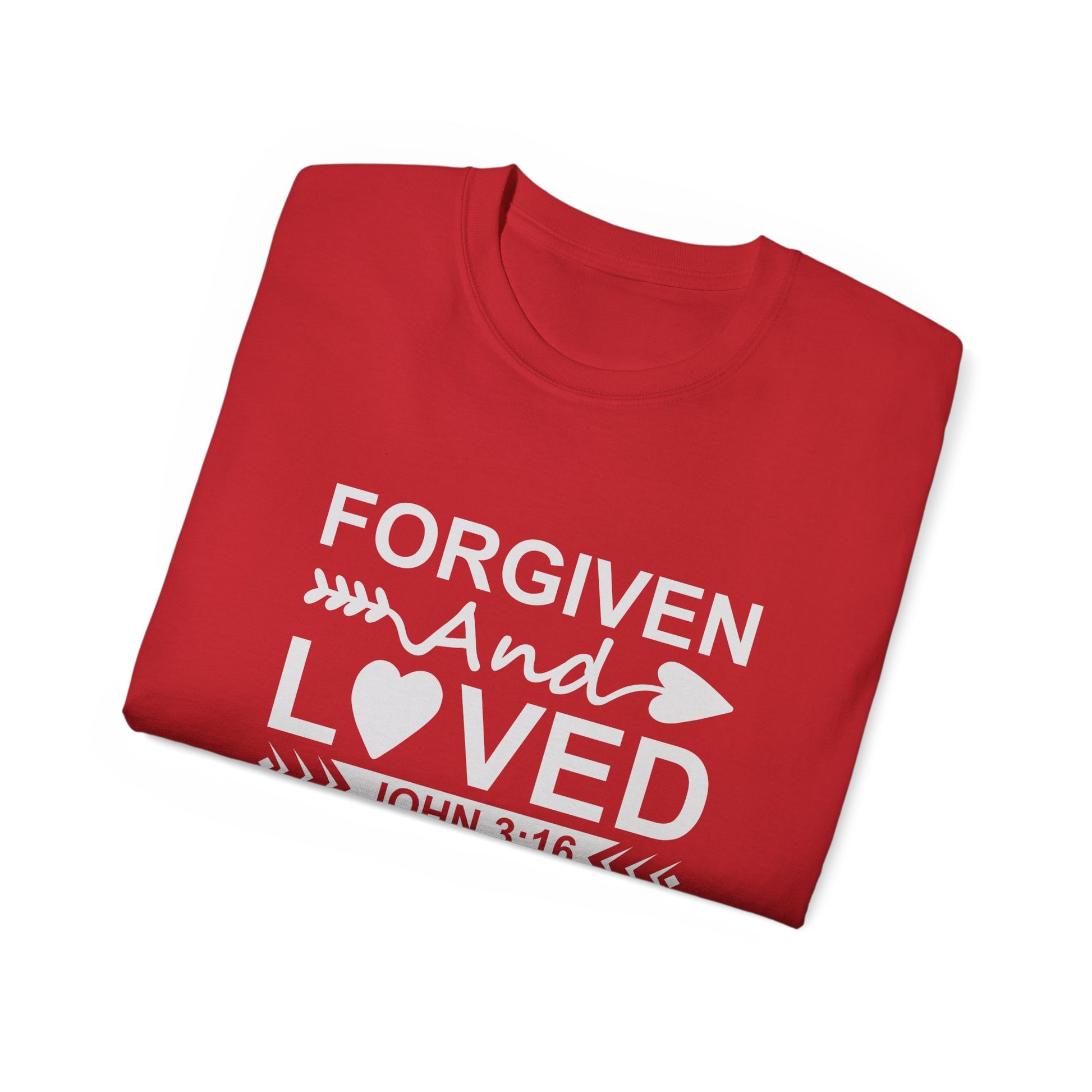 John 3:16 Forgiven And Loved Unisex Christian Ultra Cotton Tee Printify