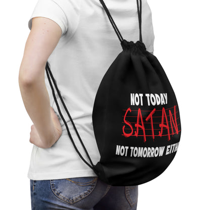 Not Today Satan Not Tomorrow Either Christian Drawstring Bag Printify