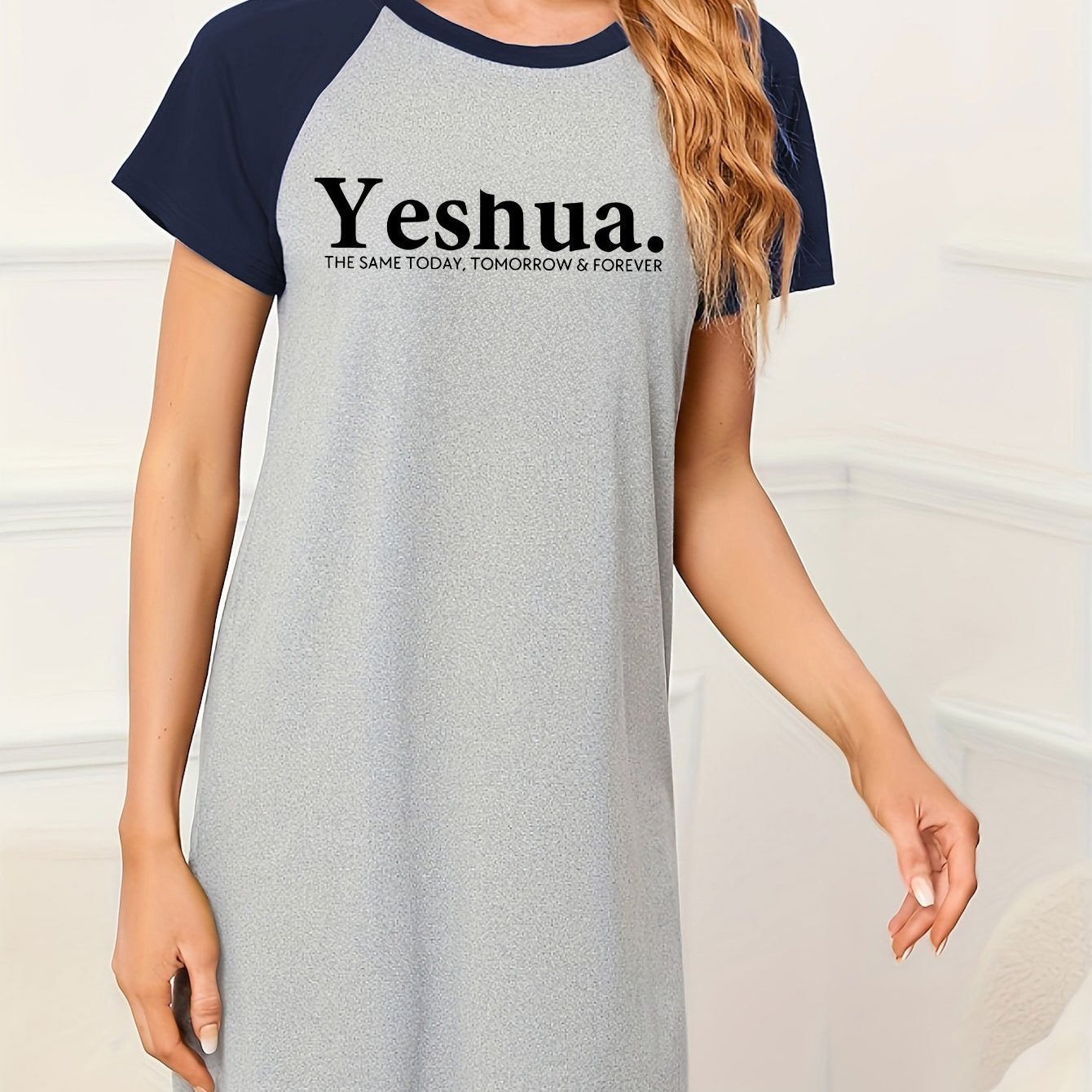 Yeshua The Same Today Tomorrow And Forever Women's Christian Pajama Dress claimedbygoddesigns
