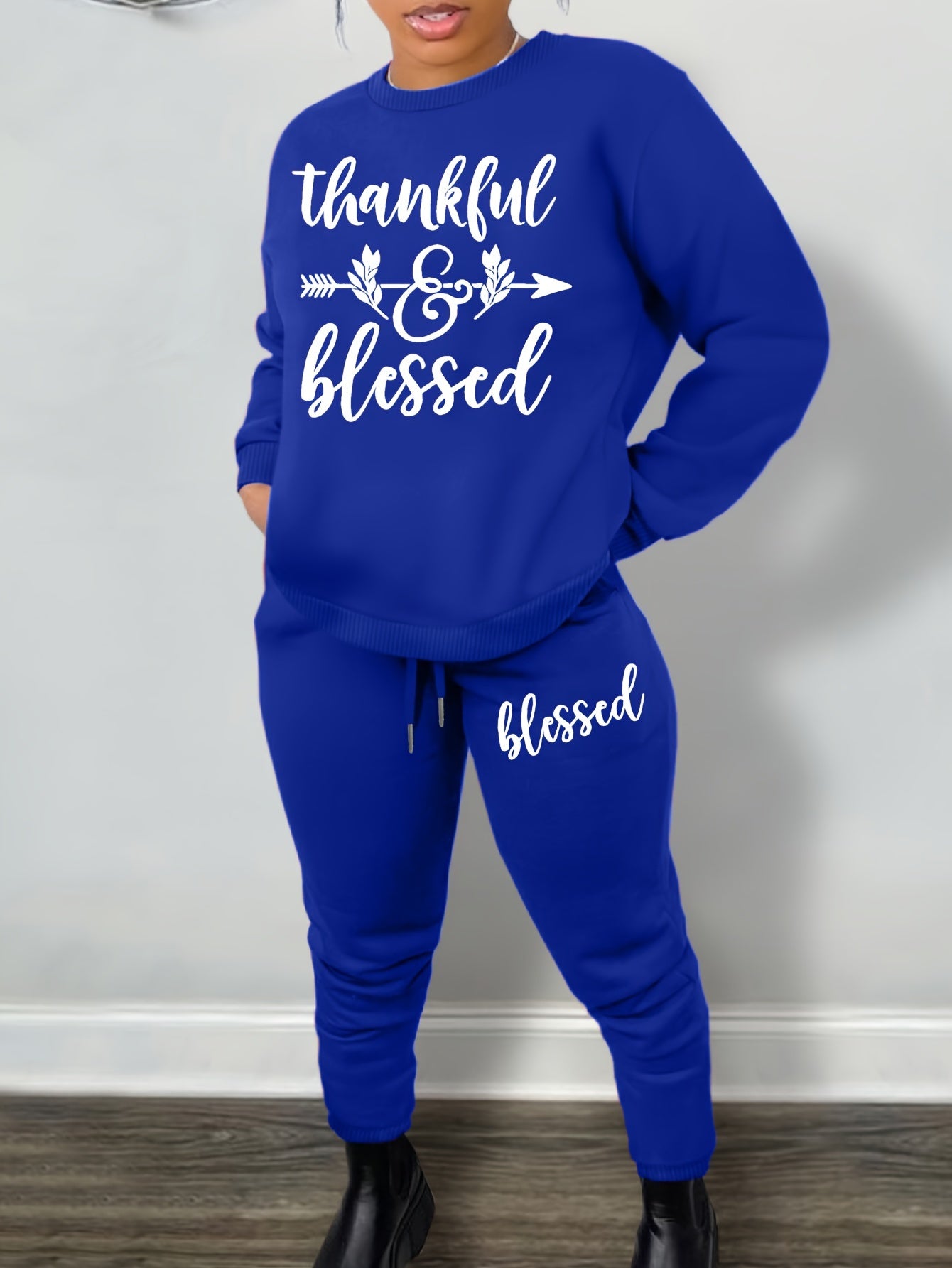 Thankful & Blessed Women's Christian Casual Outfit claimedbygoddesigns
