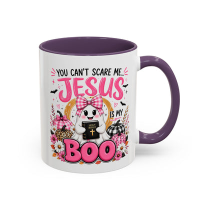 You Can’t Scare Me Jesus Is My Boo Coffee Mug — Halloween Christian Accent Mug