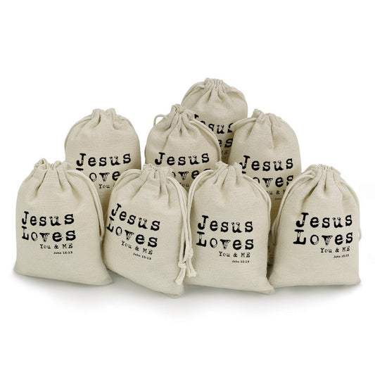 Faith & Love Cotton Linen Drawstring Bags (Pack of 8) – Durable & Stylish Storage Solution - ClaimedbyGodDesigns