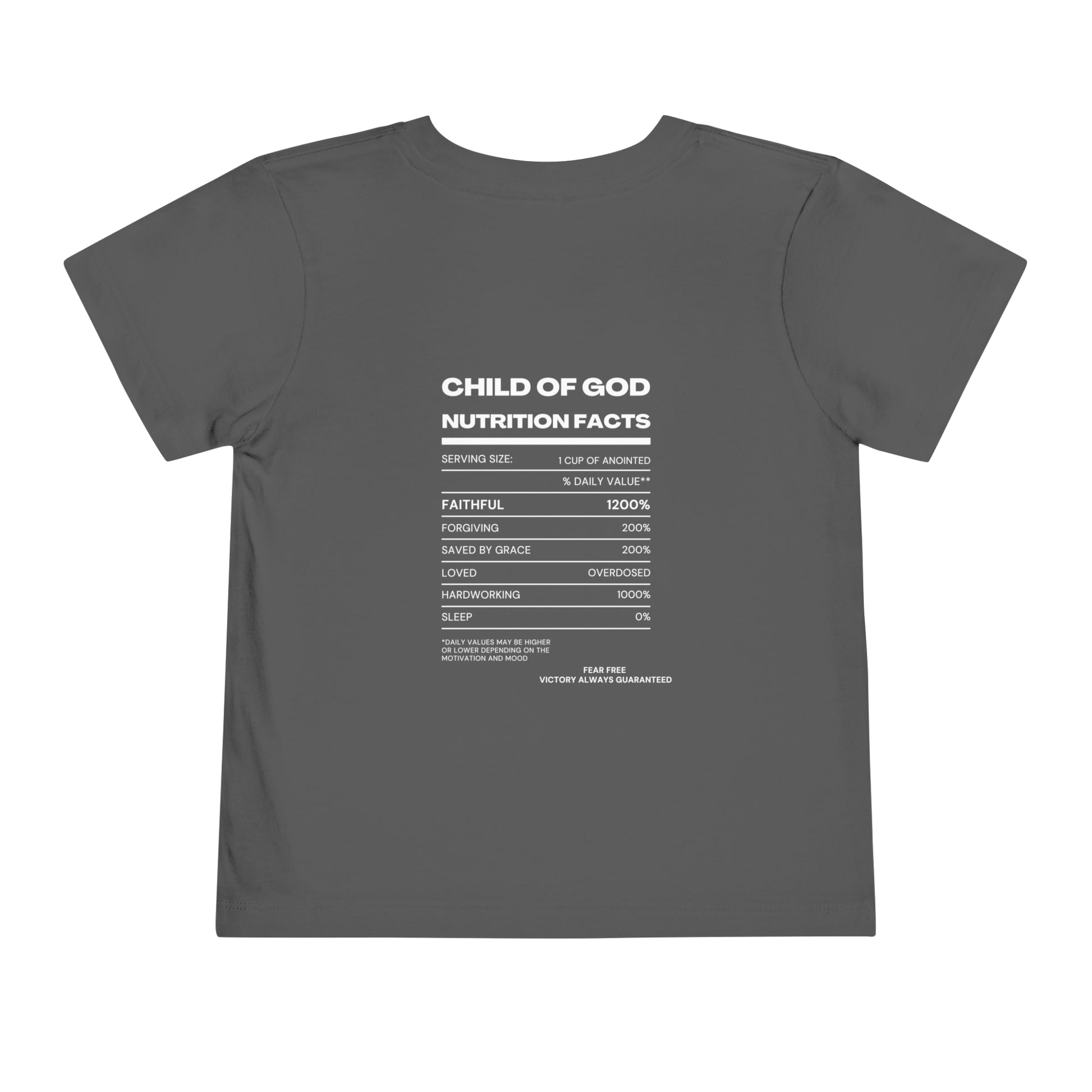 Child Of God Nutrition Facts Christian Toddler T-Shirt Printify