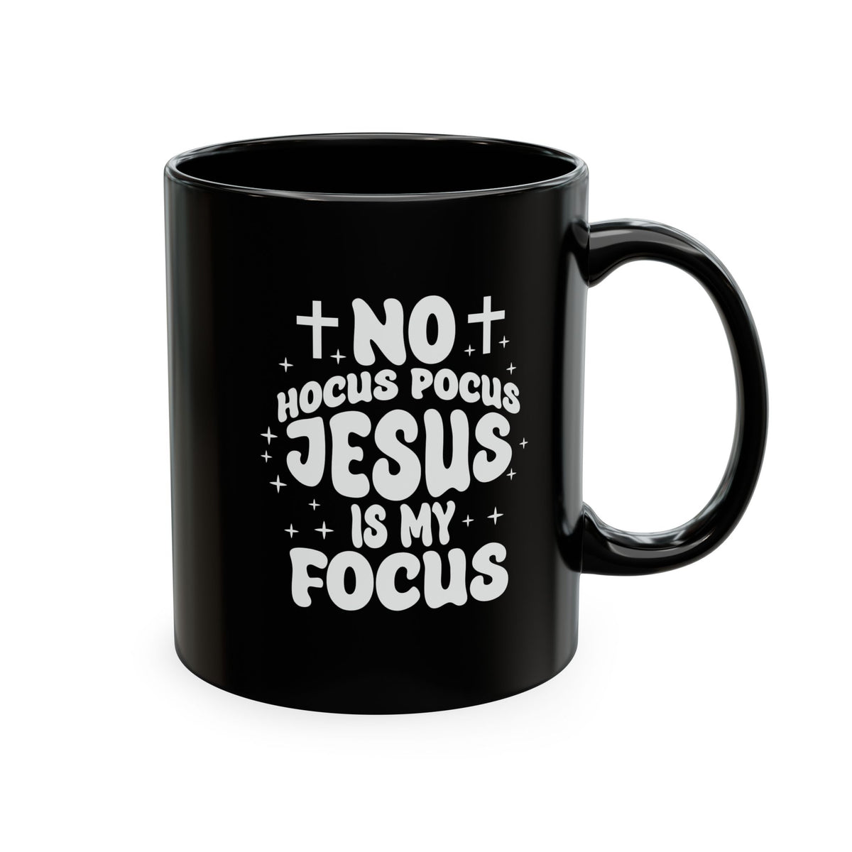 Halloween Mug - "No Hocus Pocus, Jesus Is My Focus" Christian Ceramic Coffee Cup