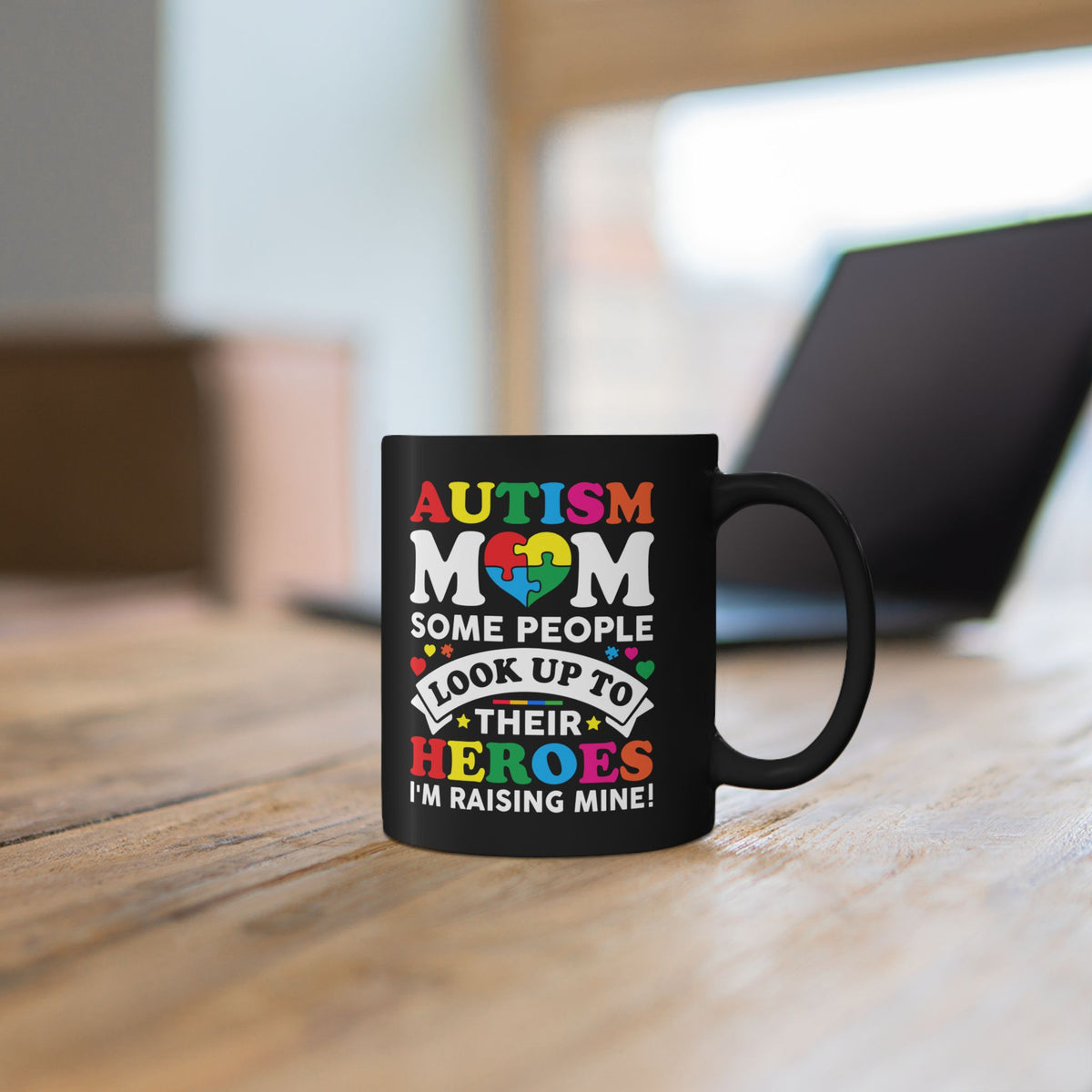 Autism Mom Black Mug – 11oz & 15oz Coffee Cup with Inspirational Quote