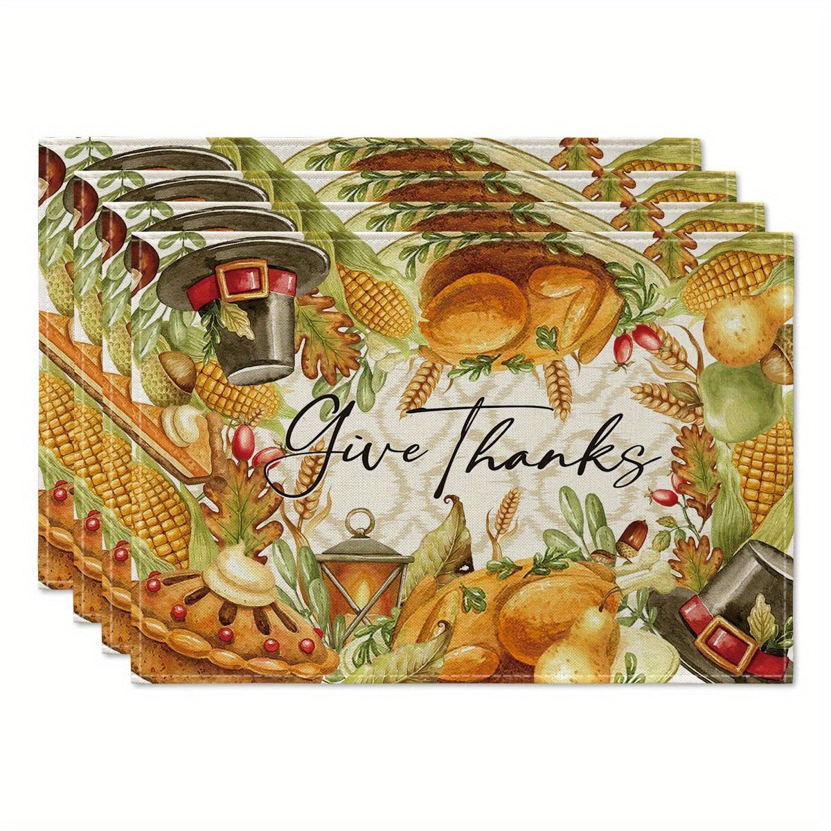 Give Thanks (Thanksgiving themed) Placemats Christian Table Placemat 12.6 In*16.5 In claimedbygoddesigns