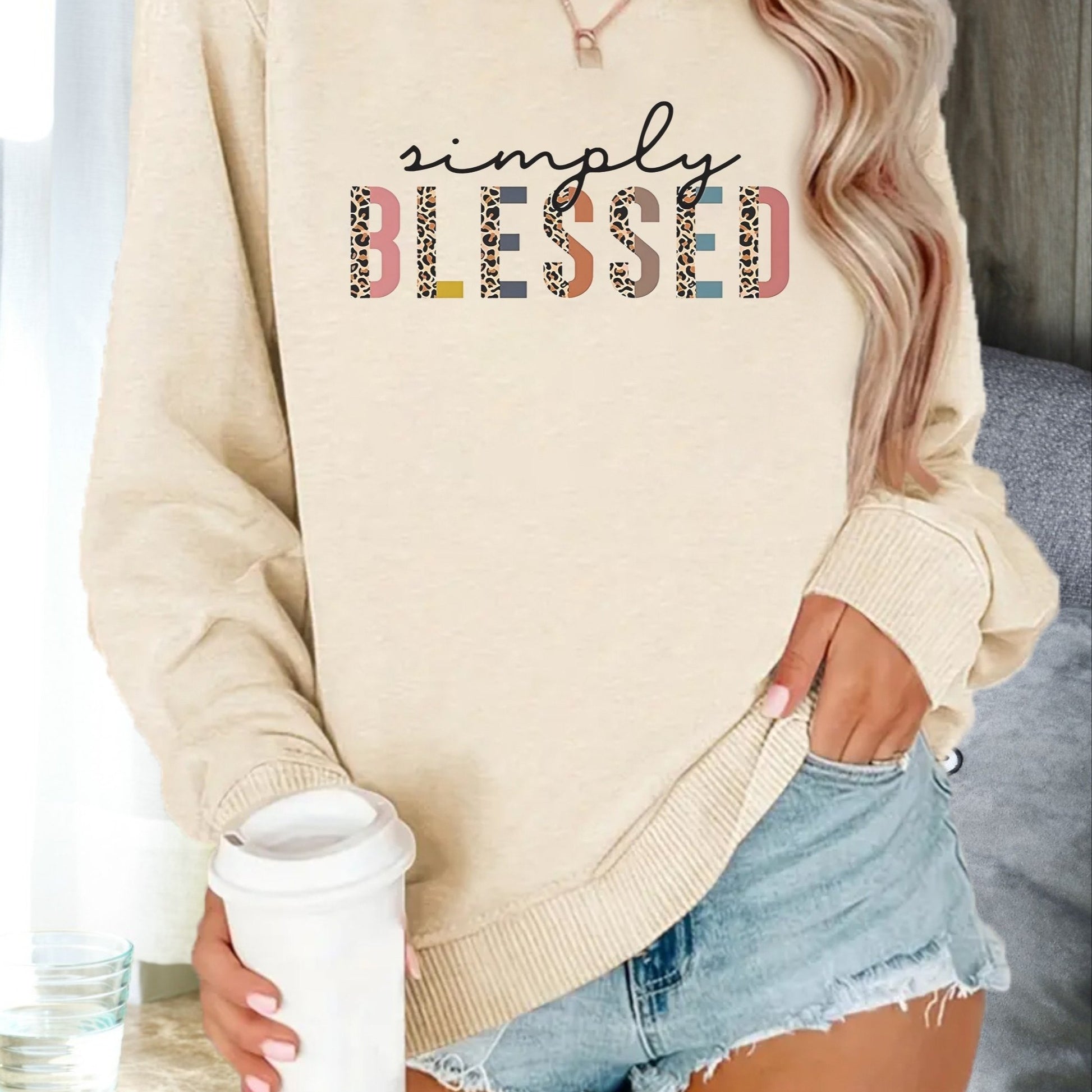 Simply Blessed Plus Size Women's Christian Pullover Sweatshirt claimedbygoddesigns