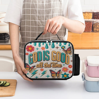 God Is Good All The Time Christian PU Leak-proof Lunch Bag with Detachable Buckled Handle