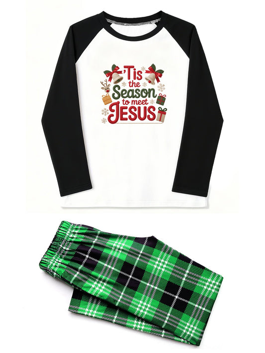 Tis The Season To Meet Him Unisex Adult Christian Christmas Plaid Pajamas