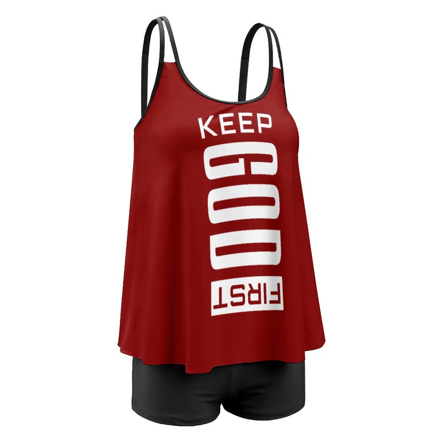 Keep Him First Christian Plus Size Women's Tankini 2 - Piece Swimsuit - ClaimedbyGodDesigns