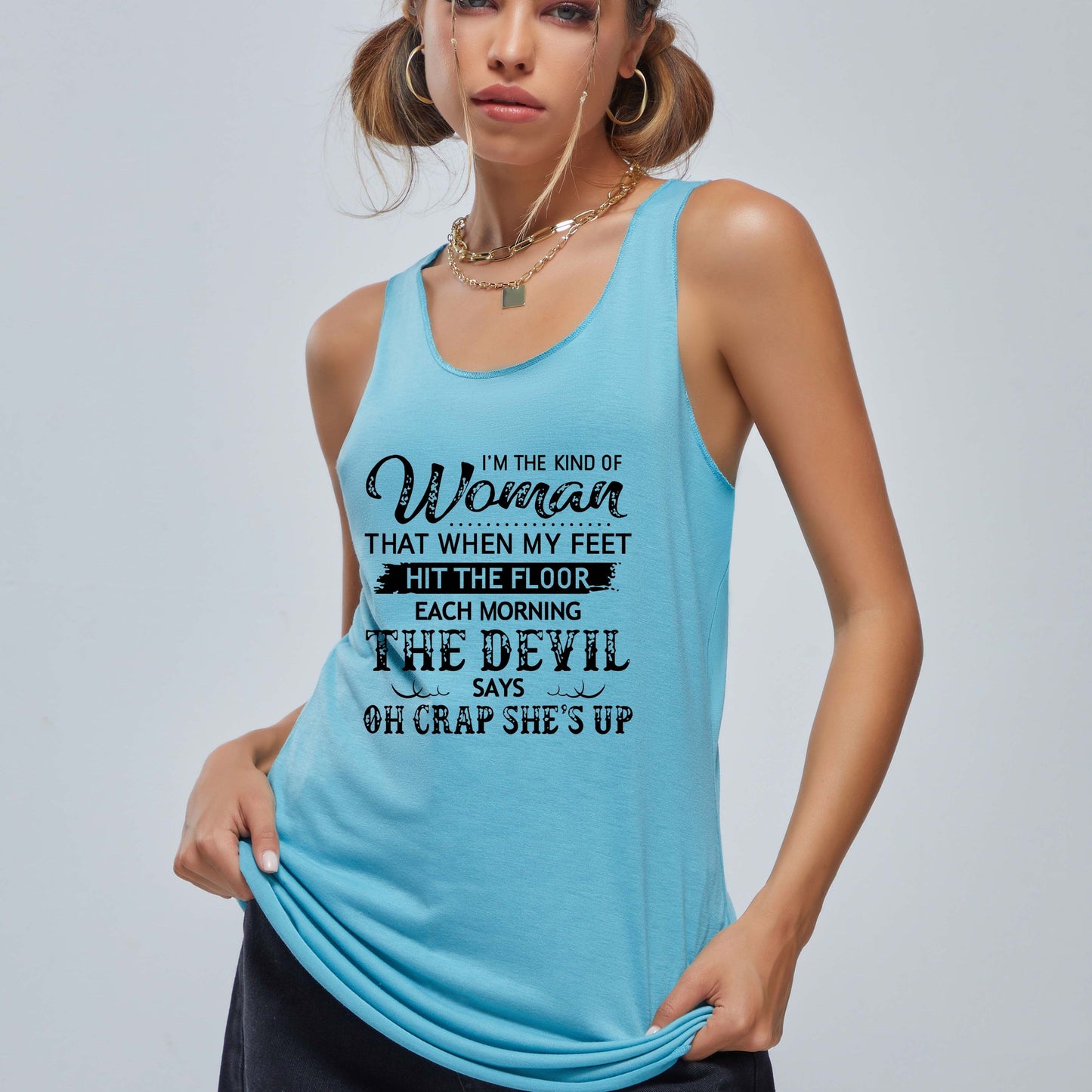 The Devil Says Oh Crap She's Up Women's Christian Tank Top claimedbygoddesigns