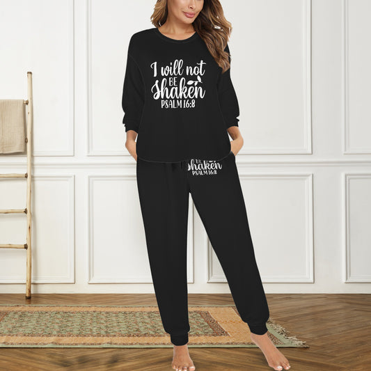 I Will Not Be Shaken Christian Women's Leg Binding Pocket Long Pajama Set