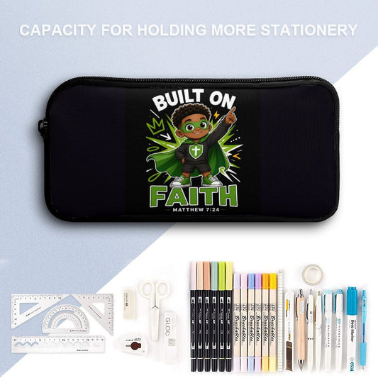 Built On Faith Boy Christian 3 PCS Bag Set (Backpack, Lunch Bag and Pencil Case)