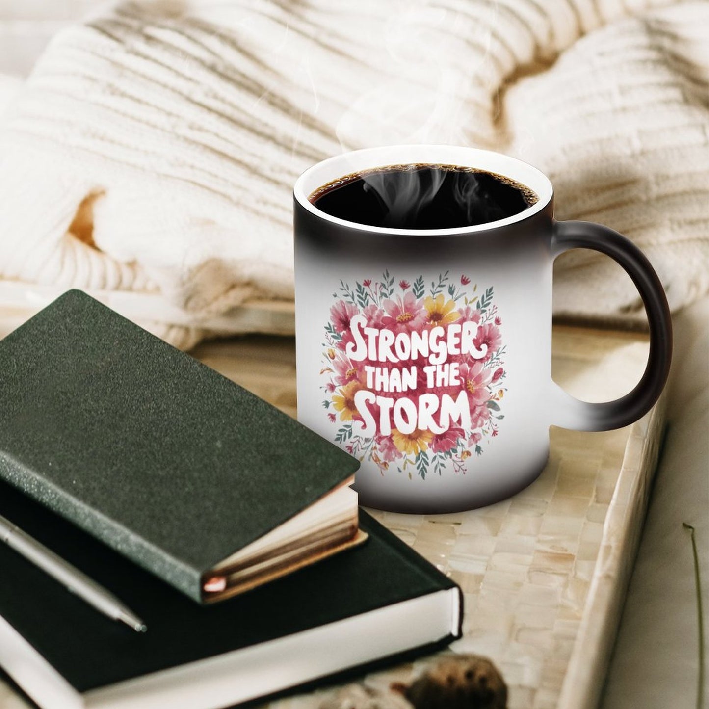 Stronger Than The Storm Christian Color Changing Mug (Dual-sided )
