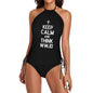 Keep Calm and Think WWJD Women's Christian Halter High Neck 2 - Piece Swimsuit Set - ClaimedbyGodDesigns