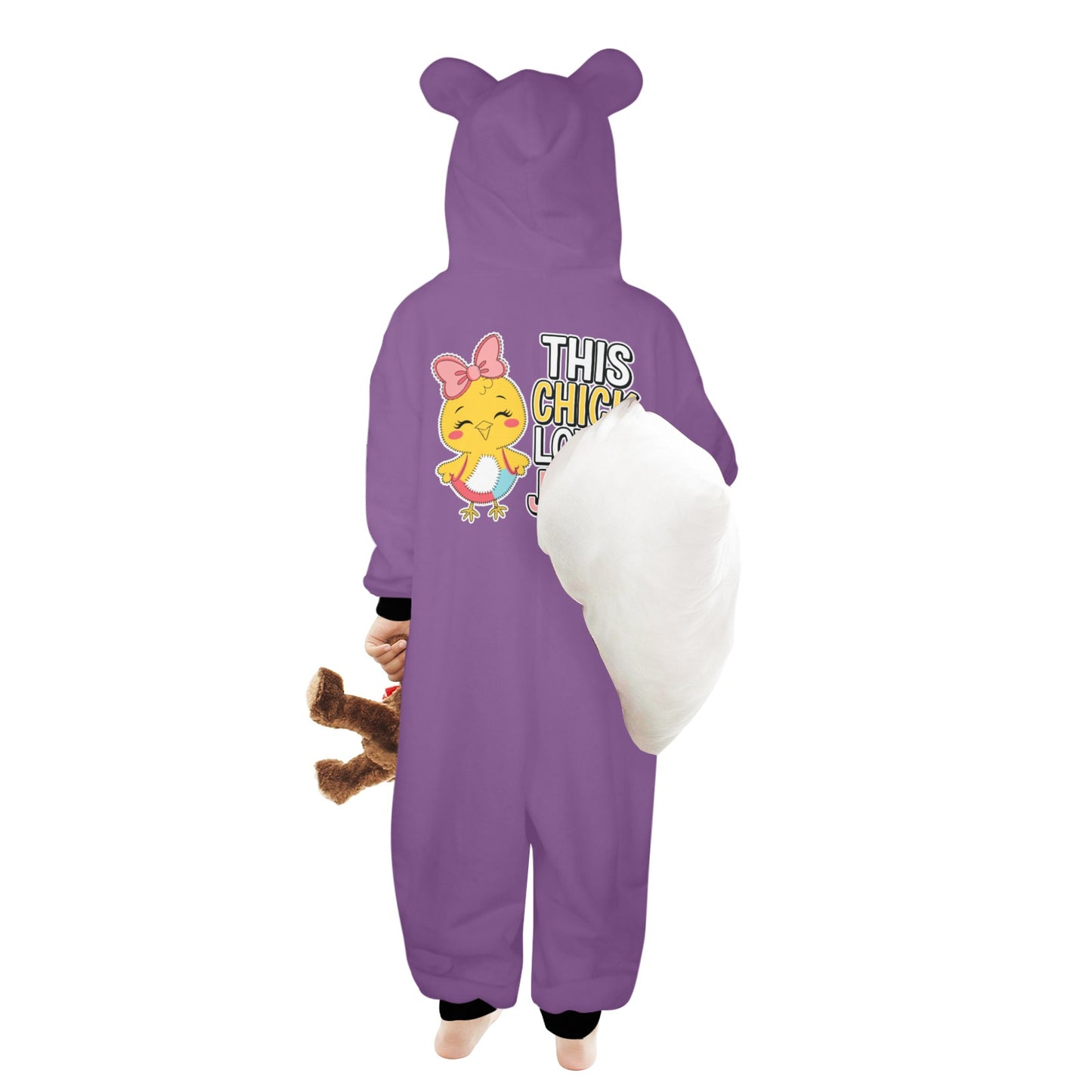 This Chick Loves Him One-Piece Zip up Hooded Pajamas for Little Kids (Toddler)