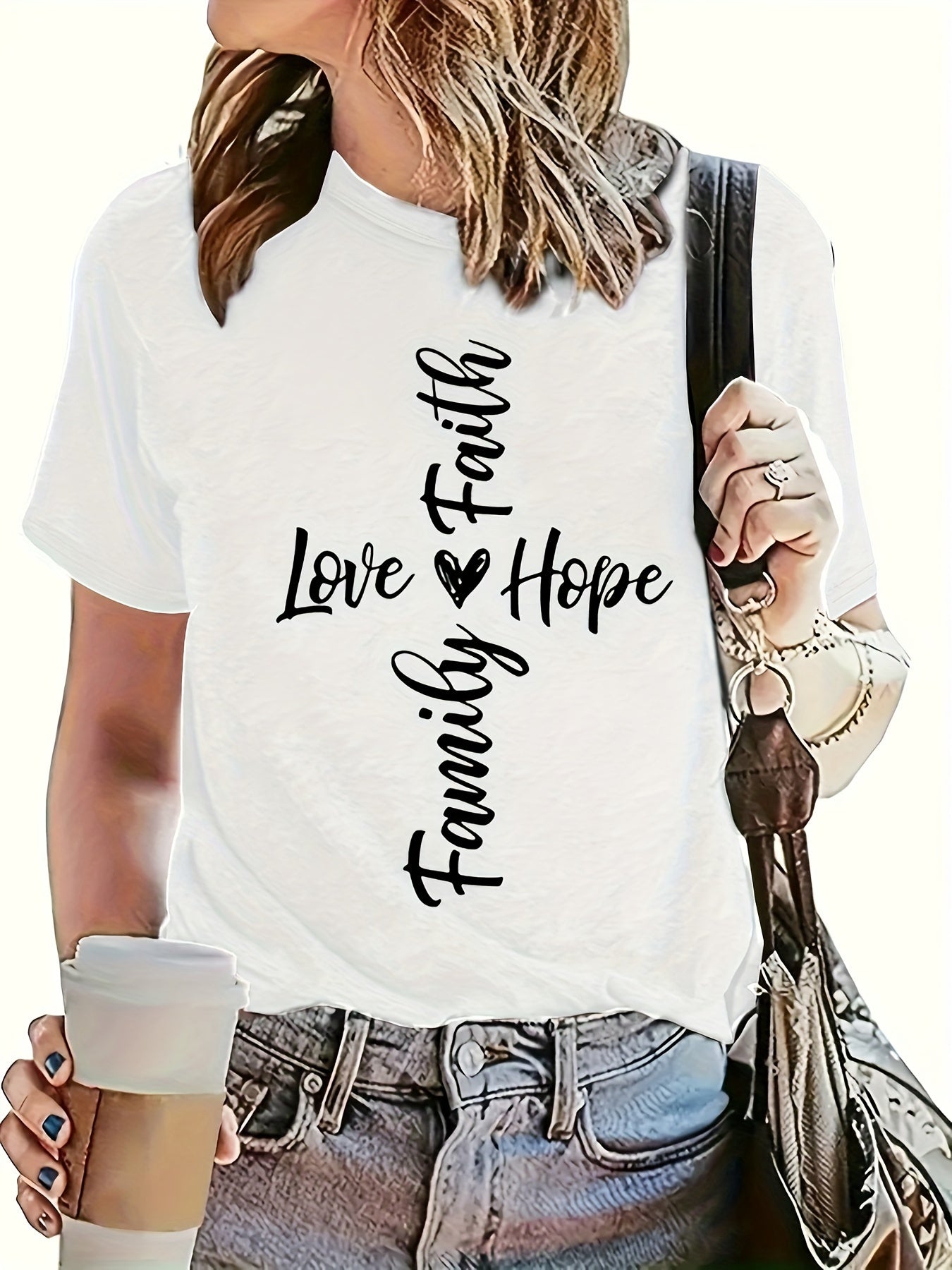 Love Hope Family Faith Women's Christian T-shirt claimedbygoddesigns